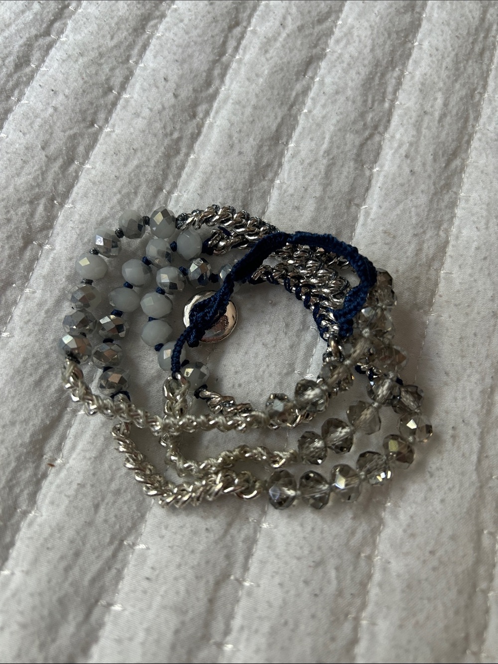 Chloe + Isabel Silver-Tone Multi-Strand Bracelet with Navy Cord
